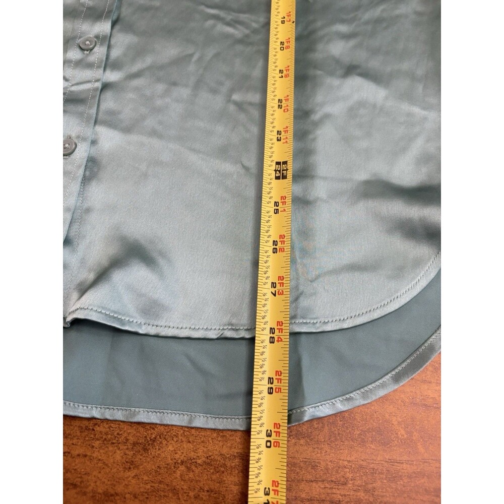 Loft Women’s Satin Wide Cuffed Utility Shirt‎ size Medium M NWT Green - Picture 8 of 8